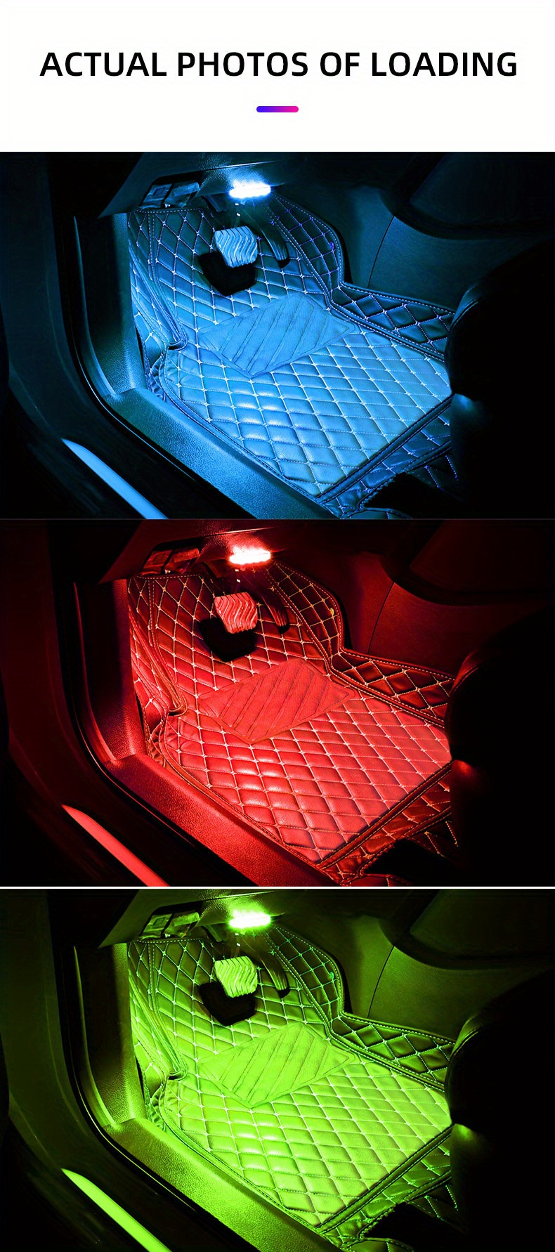1pc touch sensor led ambient light 8 led car interior roof reading lamp wireless colorful atmosphere light usb rechargeabl foot lamp details 13