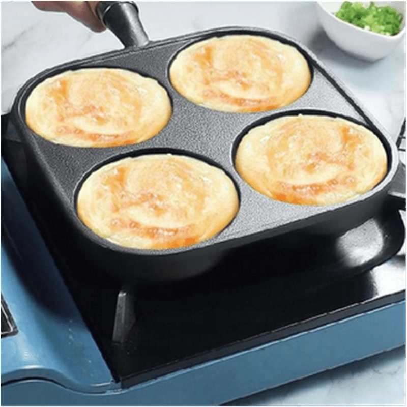 Non-stick Cast Iron Four-hole Pan For Eggs And Frying - Universal