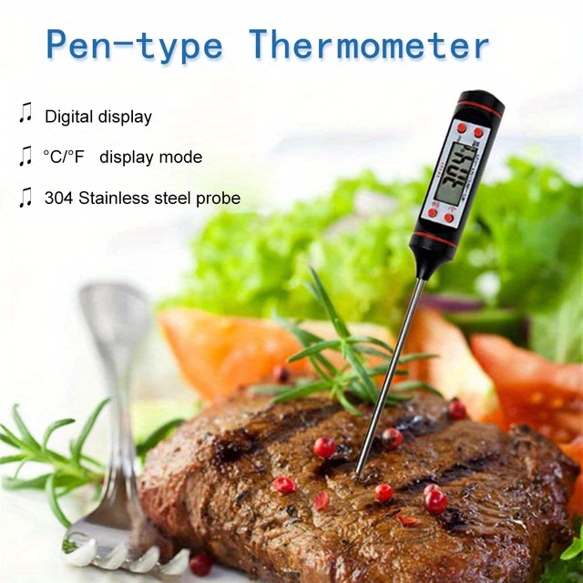 TP-101 Digitales Fleischthermometer zum Kochen von Lebensmitteln in der  Küche, beim Grillen, mit Sonde für Wasser, Milch, Öl, Flüssigkeiten und