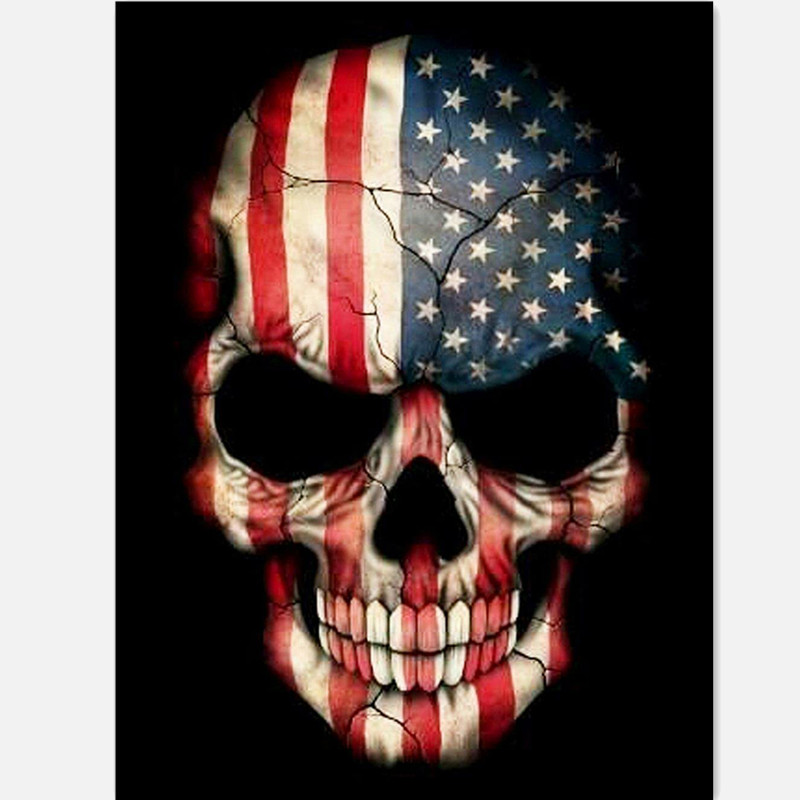 Diy 5d Diamond Painting Skull Art Eyes Of America American - Temu