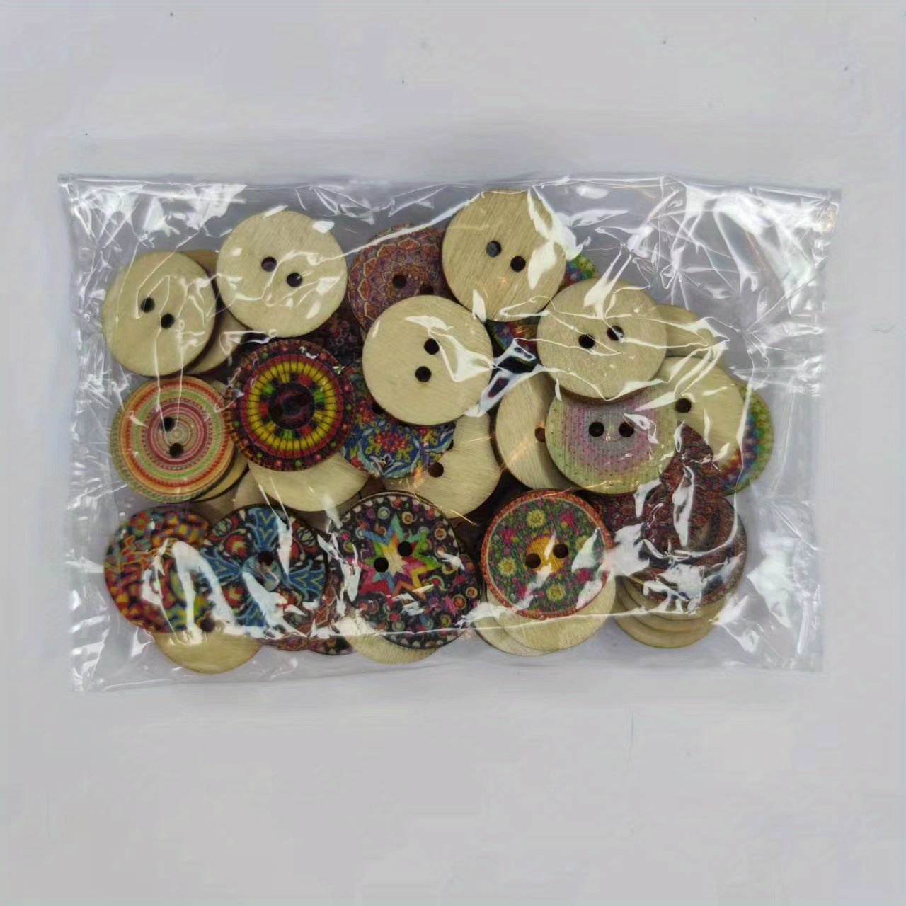 50Pcs 15mm Skull Painted 2 Hole Round Wooden Buttons For Crafts  Scrapbooking Clothing Decoration Sewing Accessory Wood Button