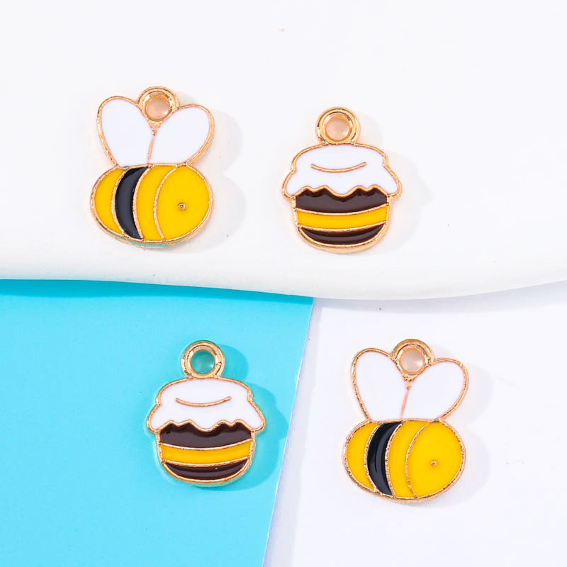 40 Pieces Enamel Bee Charms Bee Rhinestone Charms Alloy Honeybee Craft Charms DIY Bee Charm Embellishments with Jewelry Storage Jar for Handmade