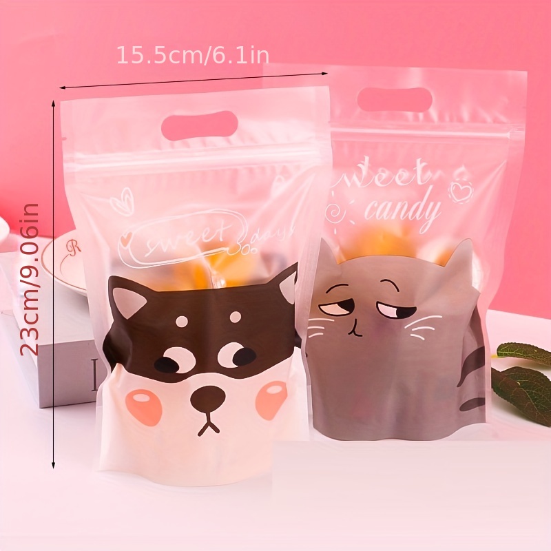 Cute Cartoon Pattern Reusable Clear Ziplock Plastic Packaging Bags Food Tea  Jewelry Candy Snack Pouches