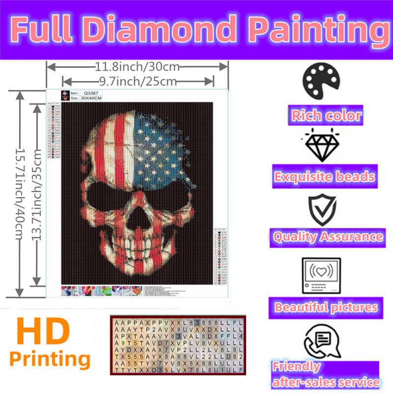 5D DIY Round Beads Diamond Painting for Adults American Flag Full