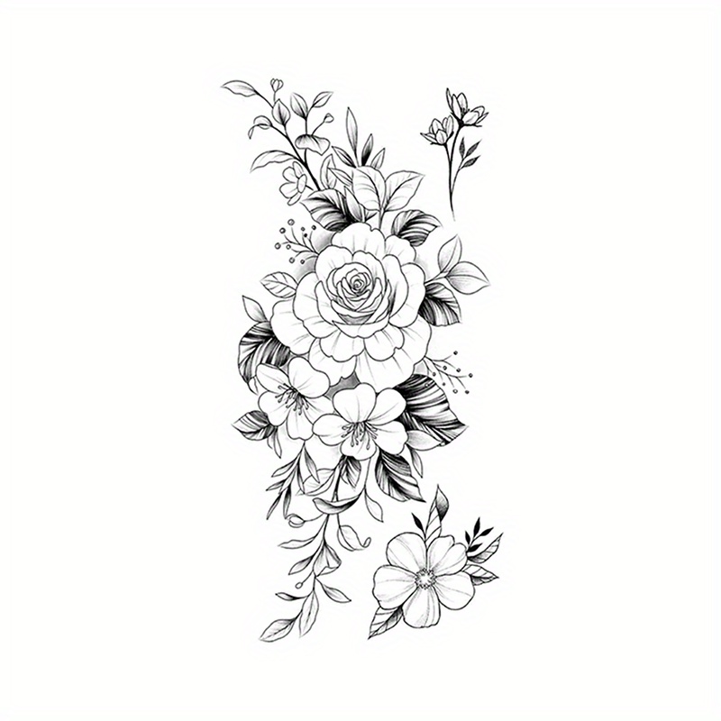 black and white drawings of realistic flowers