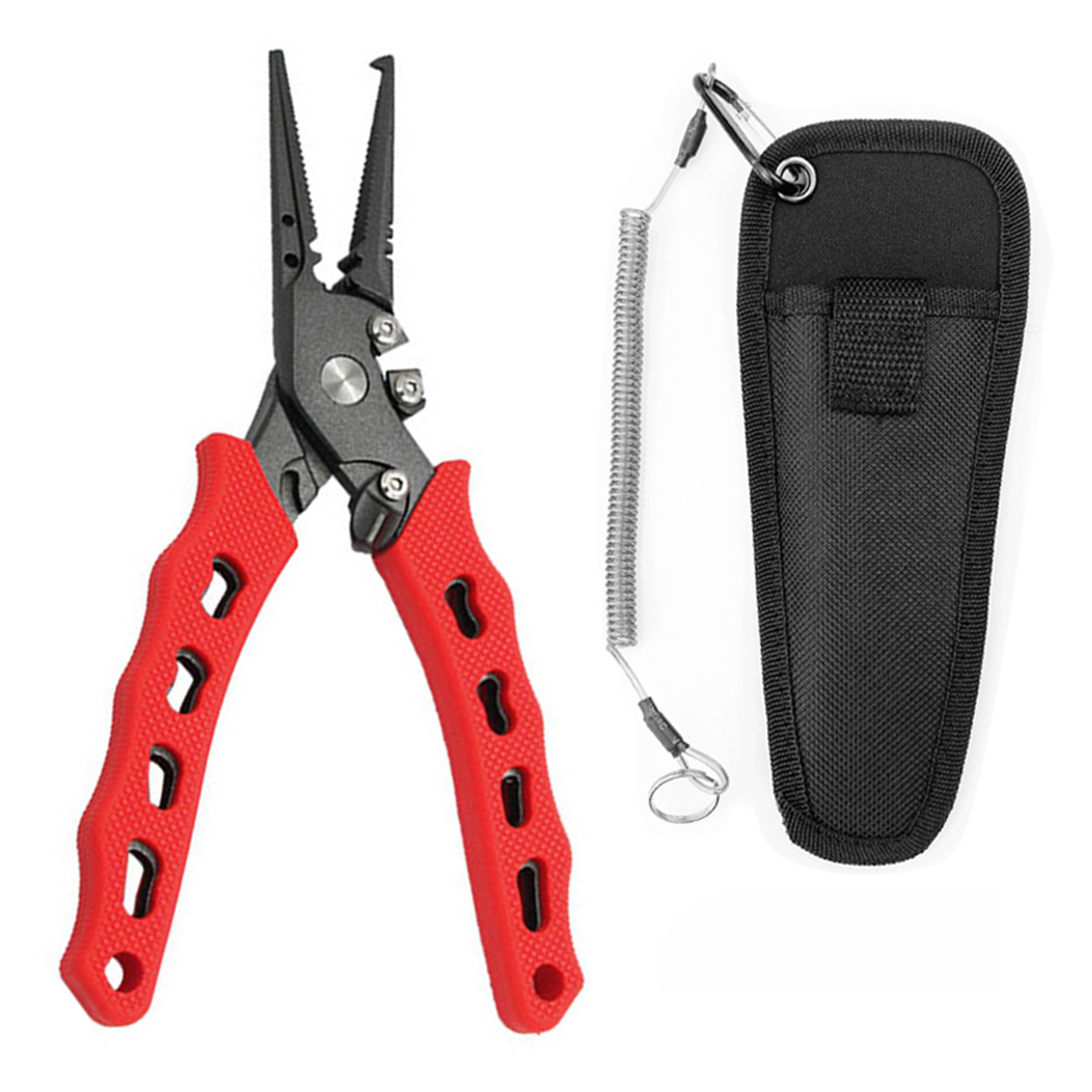 Piscifun Fishing Pliers, Aluminum Hook Remover Pliers with Braid Cutters,  Split Ring, Fish Holder with Sheath and Lanyard