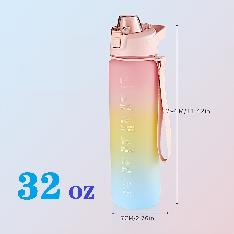 1500ml Water Bottles Large Capacity Plastic Clear Sports Drink Bottle Gym Fitness Ton Cup with Portable Handle and Rope, Pink