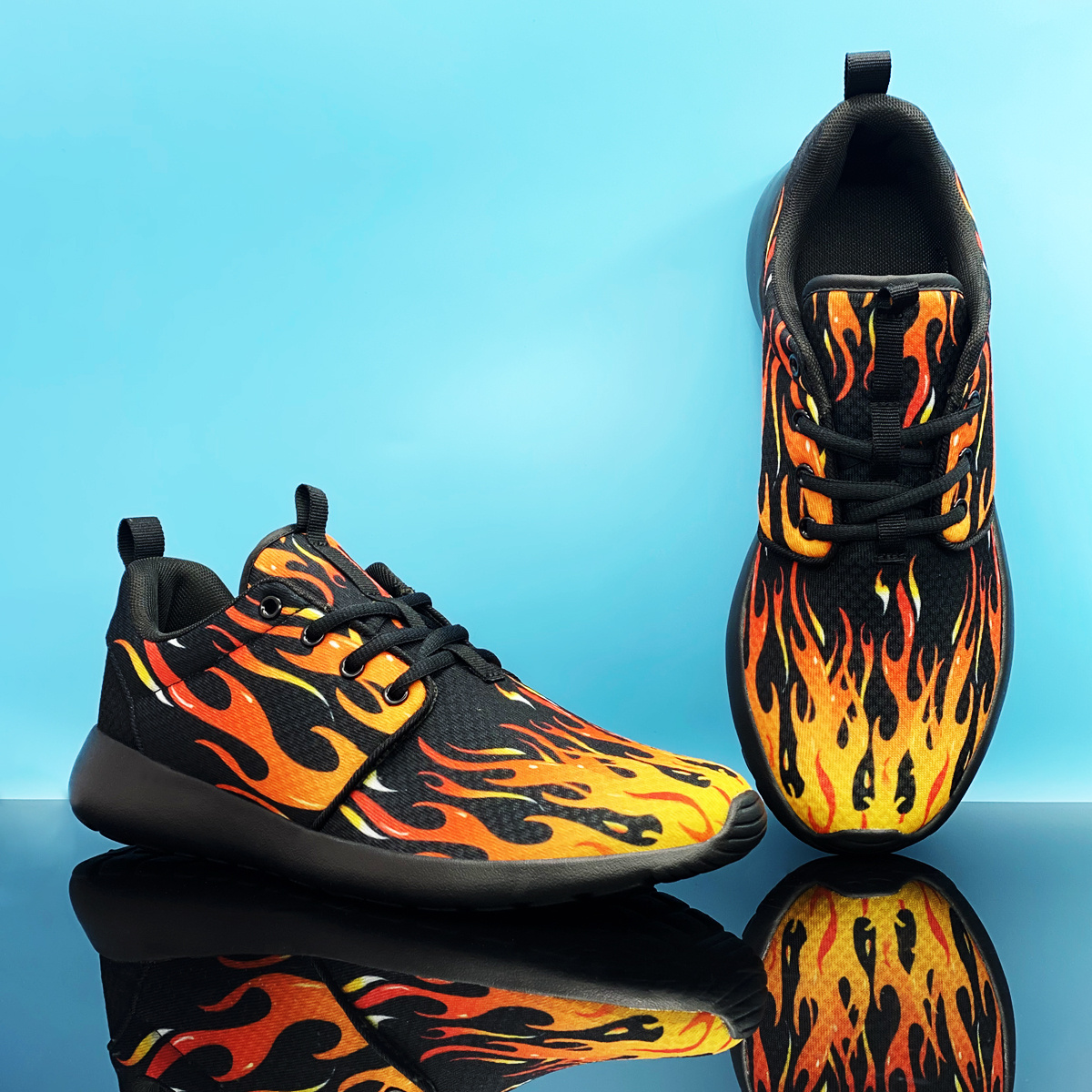 (external Independent Station Data Style) Flame Men's Lightweight Low-top Lace-up Running Shoes