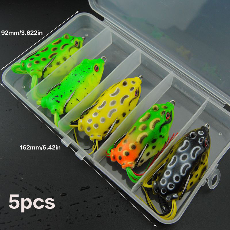 Soft Fishing Set Top Water Frog 5 Piece With Fishing Box – Bargain Bait Box