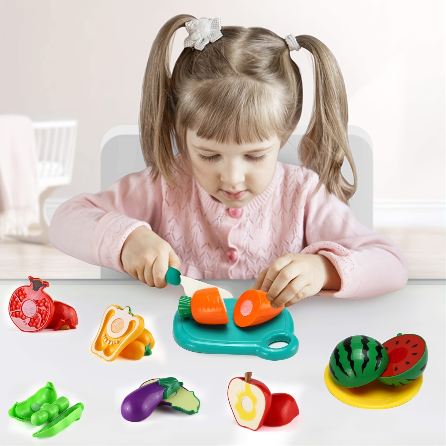  Juego de 16 alimentos de corte de frutas y verduras, juego de  cocina de plástico para niños, juguetes educativos de cocina para niños,  niñas, niños, mejor para niños de 3, 4