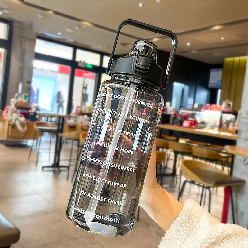 Large Capacity Water Bottle With Straw Portable Clear - Temu