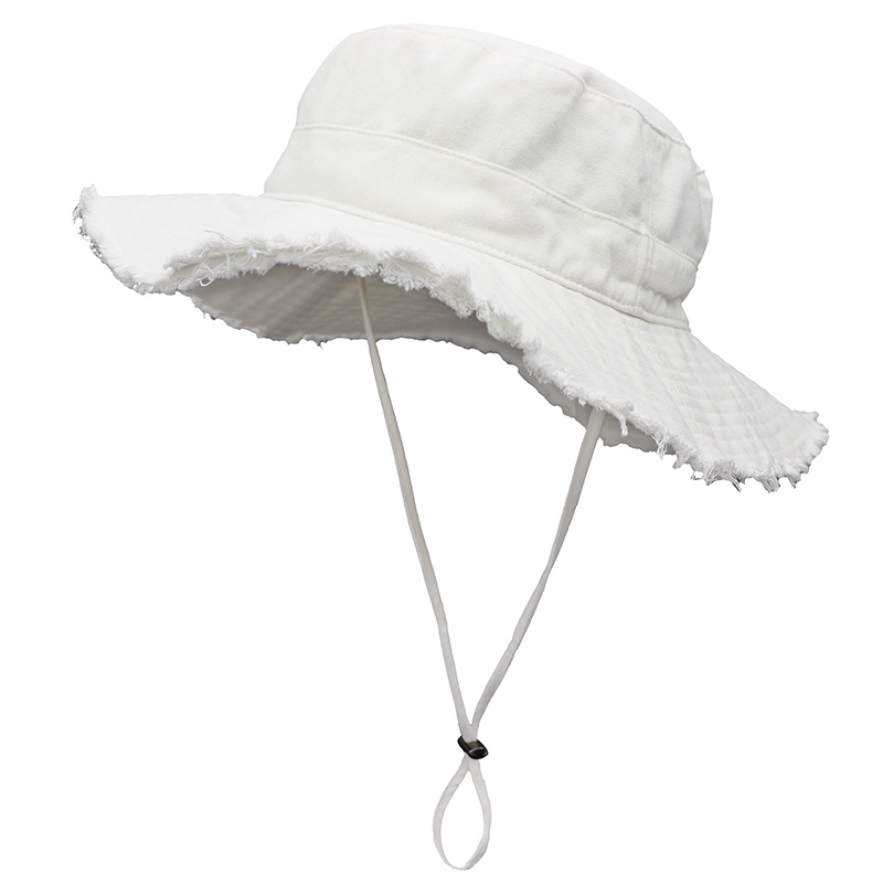Saisze Ladies Bucket Sun Hat Sailing Fishing Brim Cap Protection  Fisherman’s Hat Solid (White)