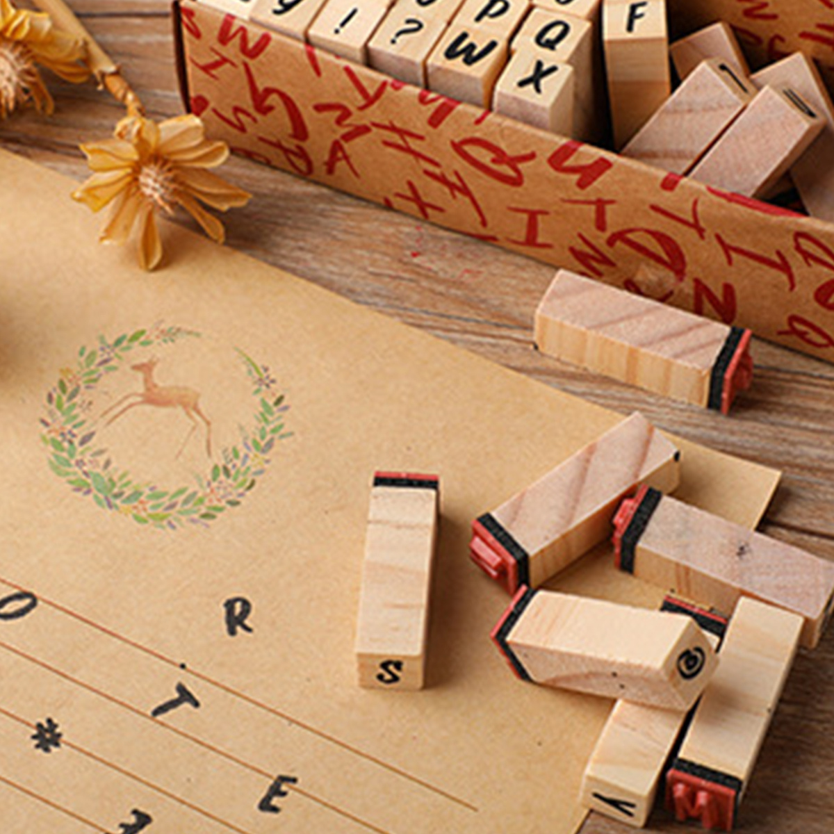 40pcs timbri in gomma di legno alfabeto lettera/numero - Temu Switzerland