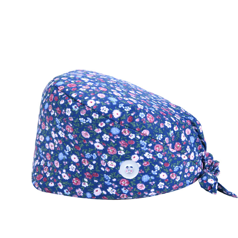 Floral Leopard Print Work Cap Vintage Cartoon Scrub Cap