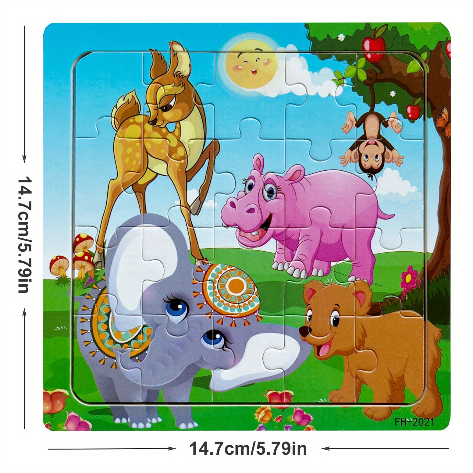 Wooden Puzzle Cartoon Animals Car Letter Number Pattern - Temu