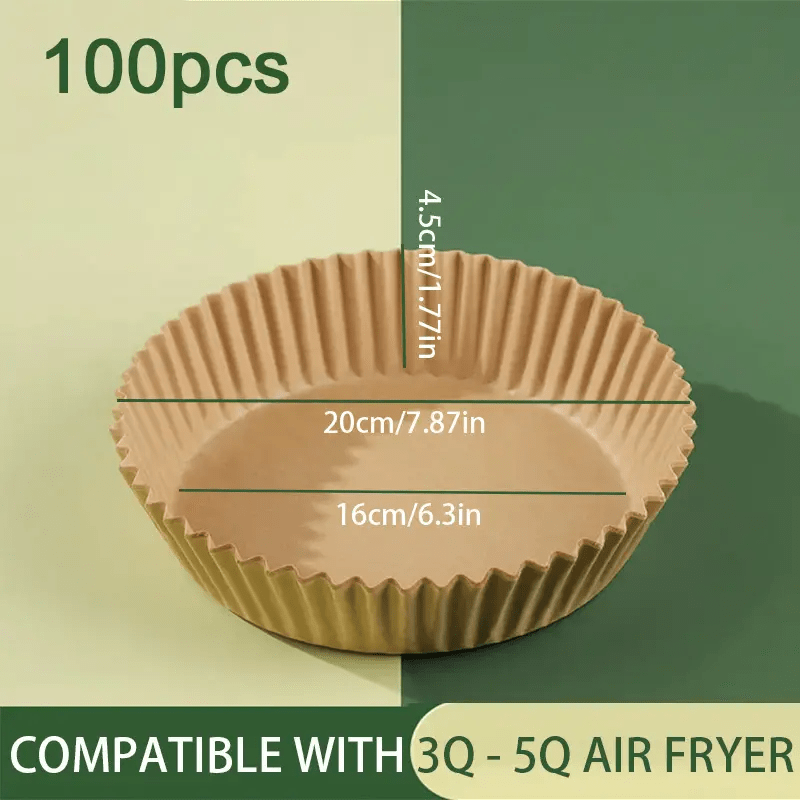 Air Fryer Disposable Paper Liners, 100 Pcs - 6.3 in' Non Stick Baking and  Parchment Paper Sheets -Oil&Water Proof-Airfryer Parchment Liners-for