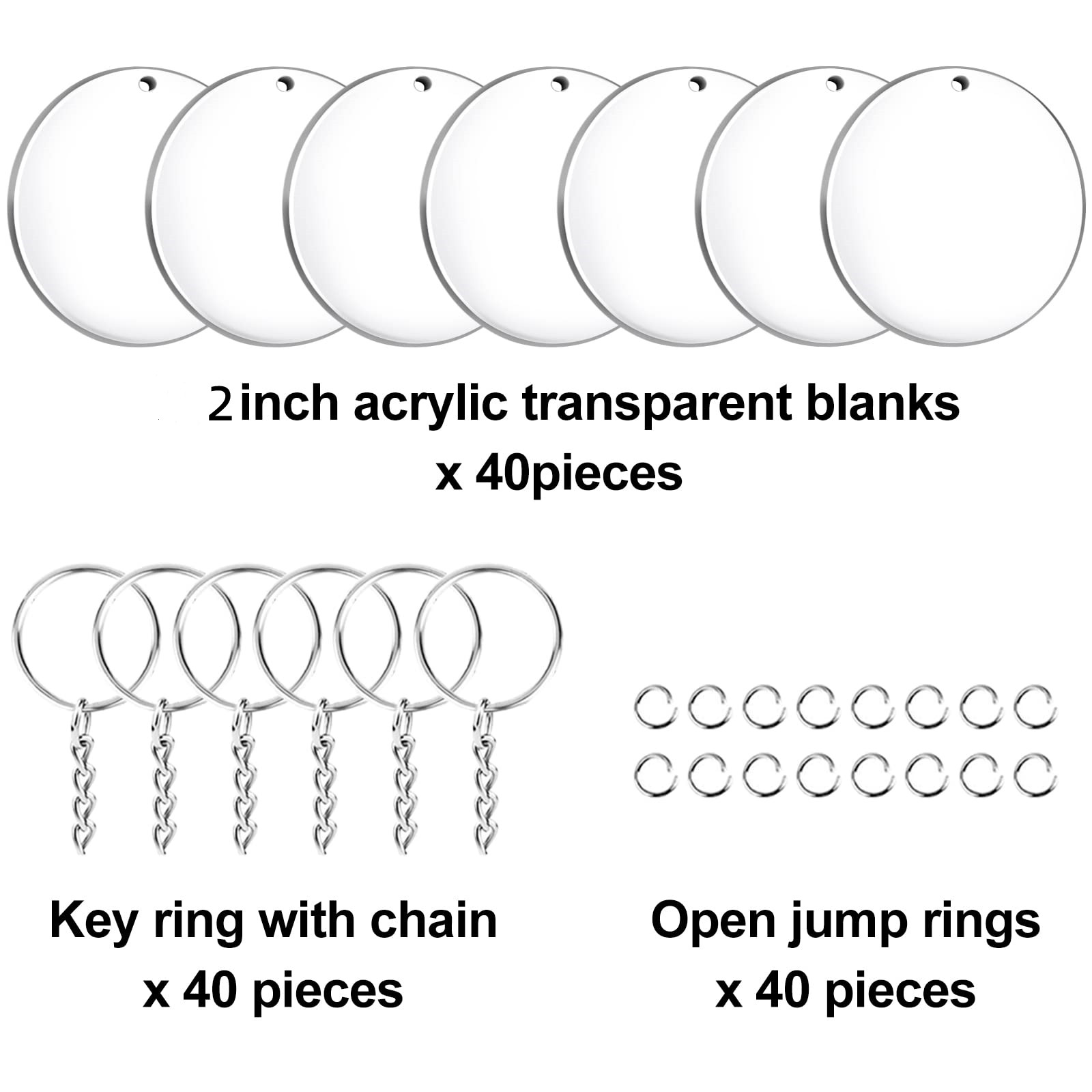 Acrylic Blanks Keychains for Ornament, 120 PCS Acrylic Keychains Set 30 PCS  Clear Blanks, Tassels, Key Chain, Jump Rings for Vinyl Crafting DIY