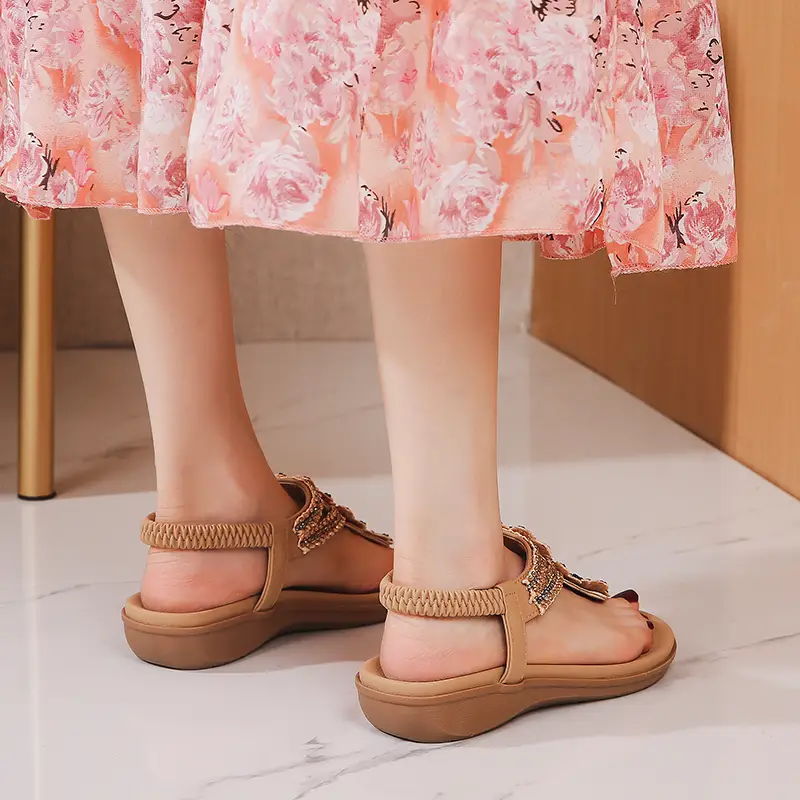 women s flower beads thong sandals boho style open toe details 5