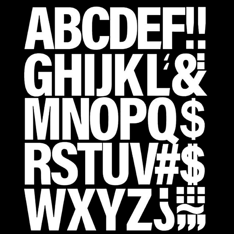 Casual Black 2 Inch Uppercase Letter Stickers