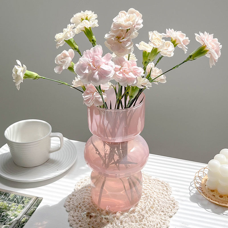 Florero moderno de cristal Esmiome – Jarrones para flores transparentes  hechos a mano, moderno y barato florero floral grande para tulipán, rosas  de