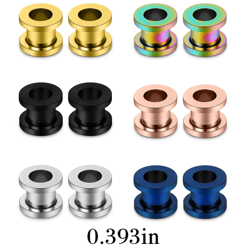 12pcs titanium steel ear gauge kit hip hop vintage style screw fit plugs in assorted colors body piercing jewelry set for men women 14g 00g daily wear gifting