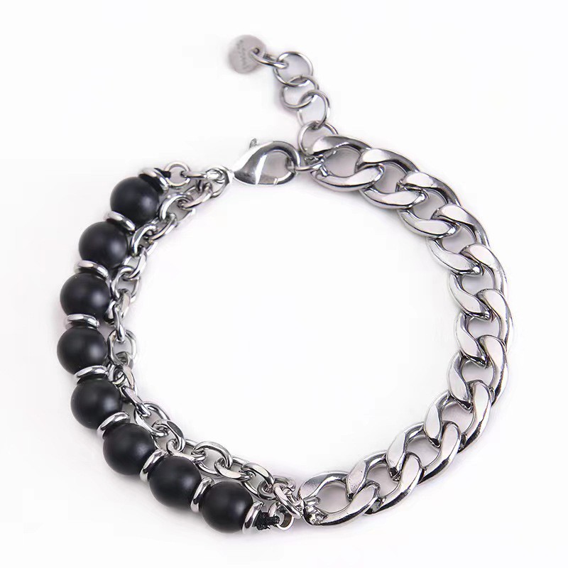 Men's Map Stone & Tiger Eye Stone Bracelet Set