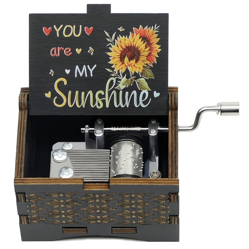 Boîte à musique Manivelle en bois Boîtes à musique You Are My Sunshine  Musical Box Cadeau pour anniversaire