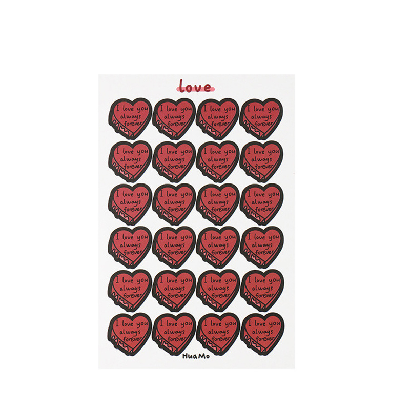 1pc Cute Ins-style Red Heart Stickers For Scrapbooking, Notebook