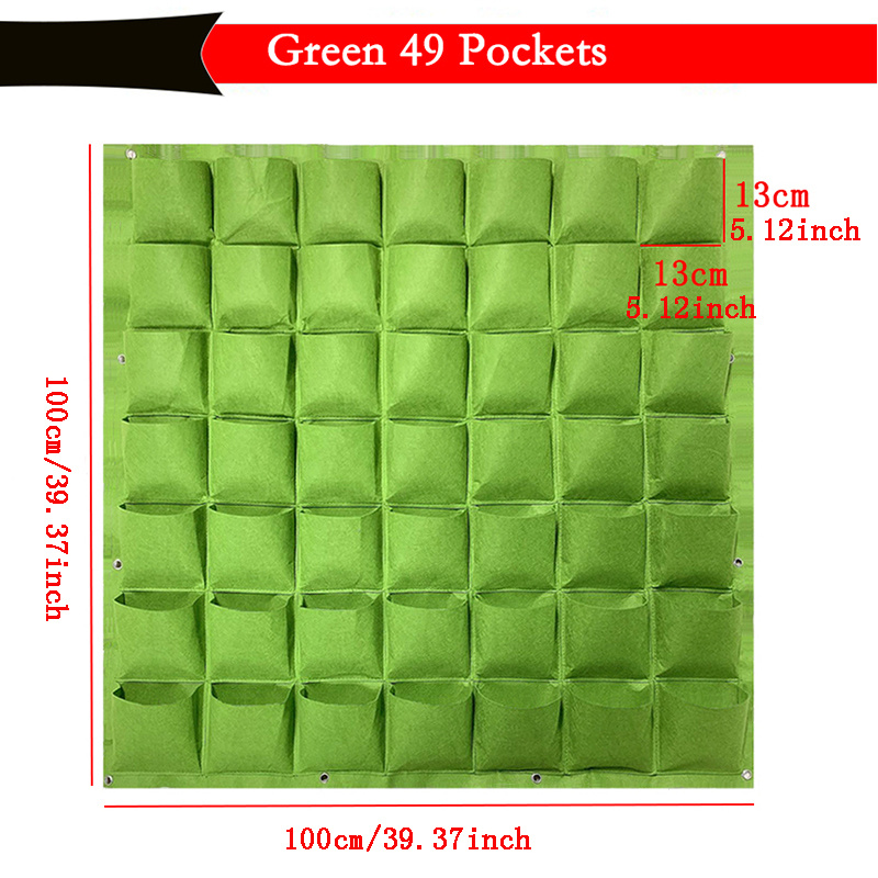  49 Pockets Hanging Planter Bags, Hanging Vertical Wall