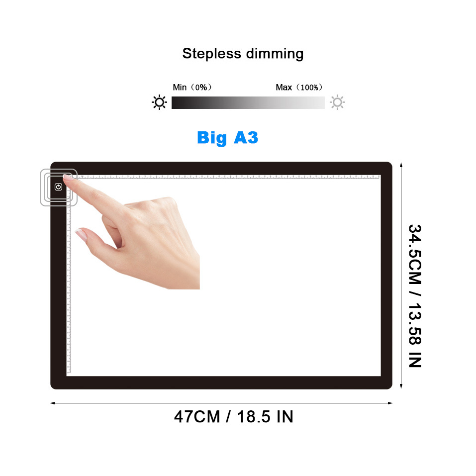 A3/a4/a5 Three Layers Dimmable Led Light Pad Drawing Board - Temu