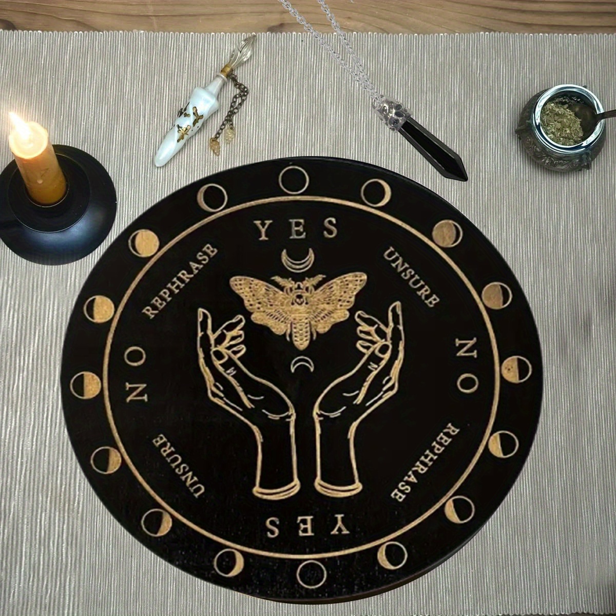 AHANDMAKER Witch Cat Pendulum Board, Dowsing Divination Metaphysical