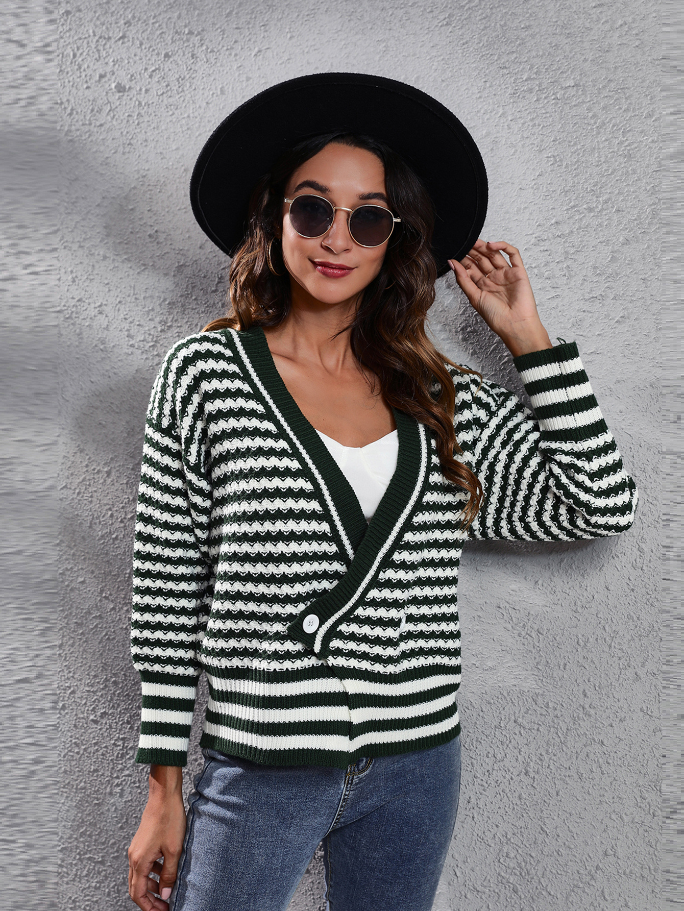 Geometric Pattern Print Button Front Cardigans Vintage Color - Canada