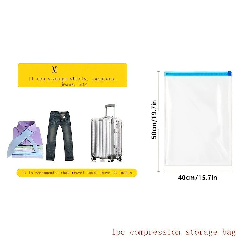 1pc Vacuum Compression Bag, Travel Storage Bags For Clothing - Compression  Bags For Travel - No Vacuum Or Pump Bags - Save Space