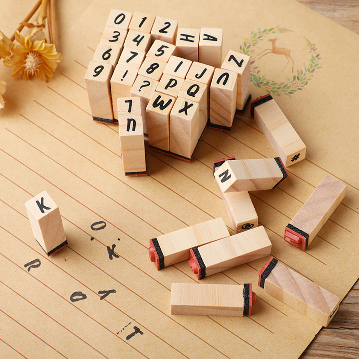 Wooden Rubber Stamps Alphabet Letter/number Stamps Stamper Temu