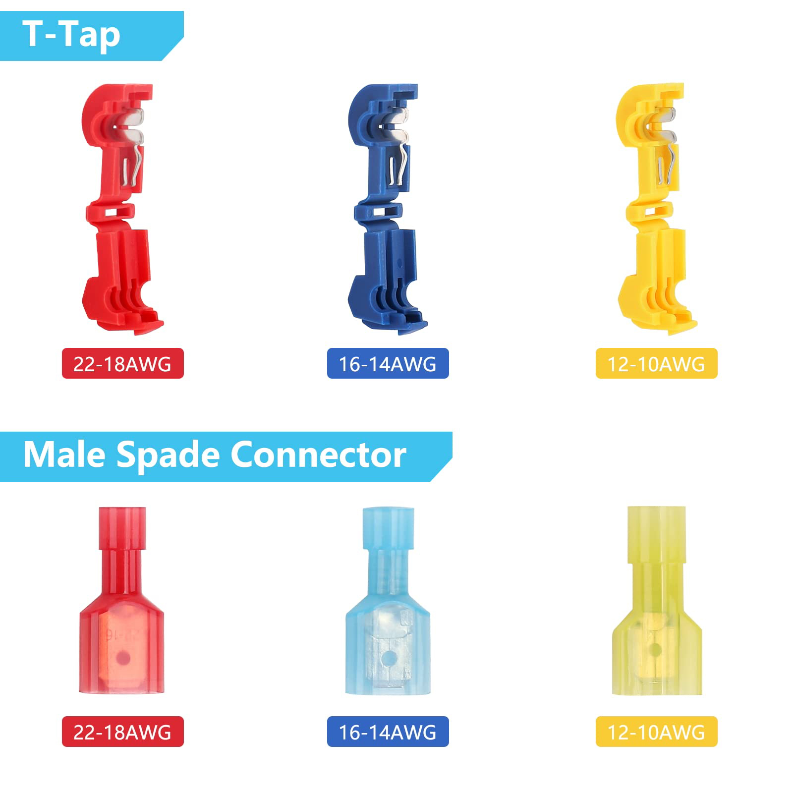 10pcs T Type Quick Wiring Wire Terminals Wire Connectors Self Stripping