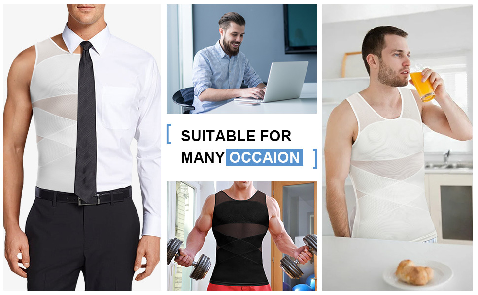 Mens Slimming Body Shaper Male Compression Shirt Shapewear Vest Tank Tops ⭐  D c1