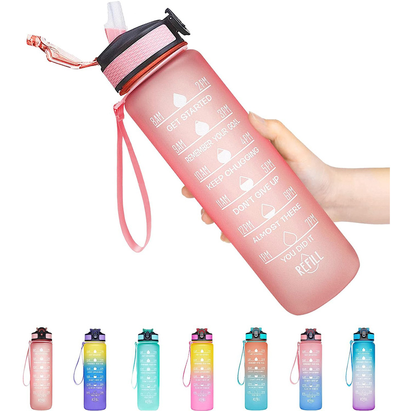 Motivational Water Bottle With Straw Plastic Large Capacity - Temu