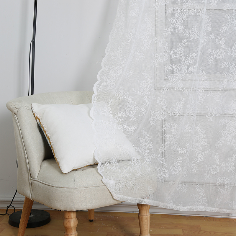 White Curtain Tulle Rod Pocket Gauze Curtain Lace Living - Temu Portugal