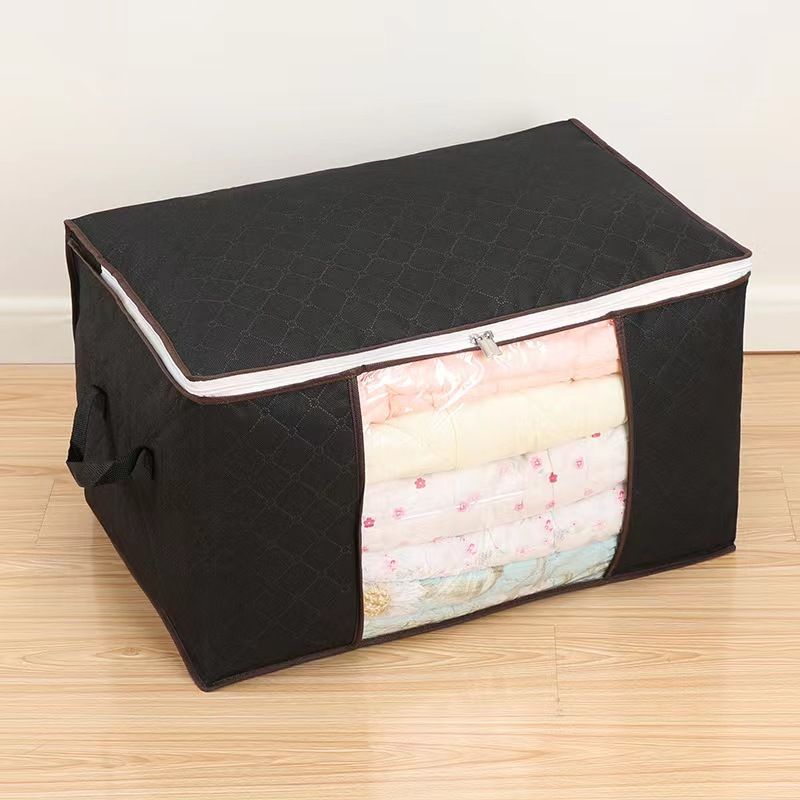 simple large capacity storage bag dustproof foldable clothes organizer with zipper black