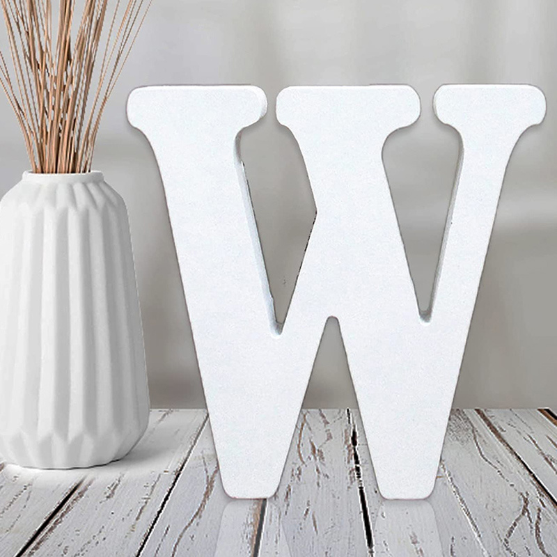 WOODOUNAI 4 inch White Wood Letters, Unfinished Art Wooden Letters for Wall Decor Decorative Standing Letters Slices Sign Board Decoration for Craft