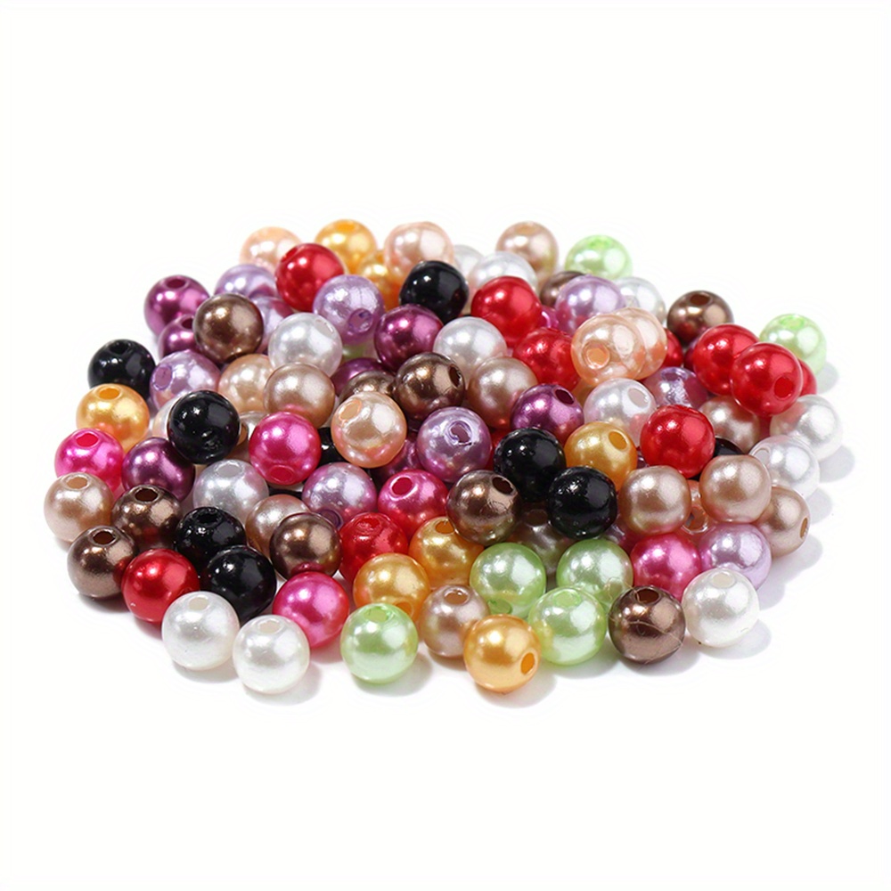 iYOE 4-10mm Mix Size Acrylic Round Beads Imitation Pearl Shiny