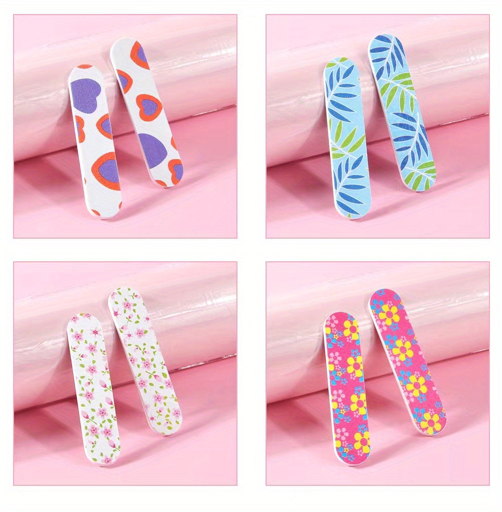 10Pcs Nail Files Double Sided Boards Mini Fingernail Files Colorful Manicure Pedicure Tool