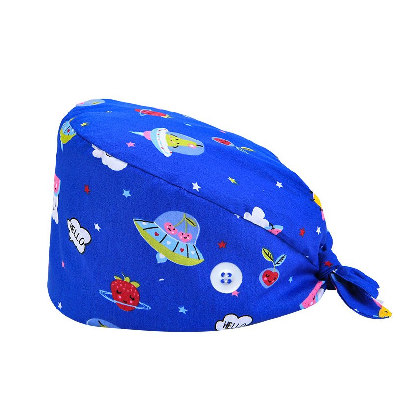 Floral Leopard Print Work Cap Vintage Cartoon Scrub Cap