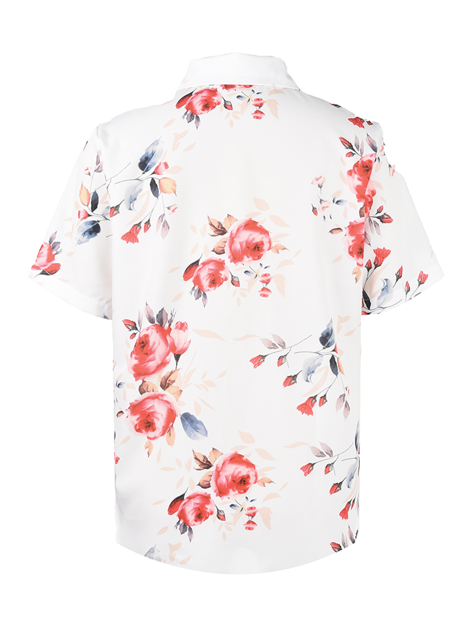 Cotton printed short top with tucks in the front with mirror work and bell sleeves
