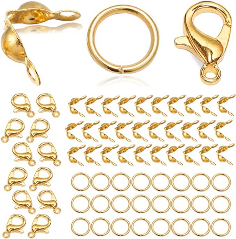  Jump Rings for Jewelry Making Kit, 1500pcs Jewelry Repair Kit  for Necklace Bracelet, Lobster Clasps and Closures Repair Supplies Kit with  Pliers Tweezers-White Gold