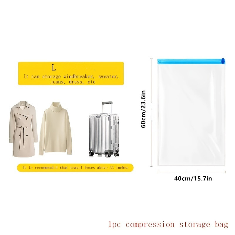 1pc Vacuum Compression Bag, Travel Storage Bags For Clothing - Compression  Bags For Travel - No Vacuum Or Pump Bags - Save Space