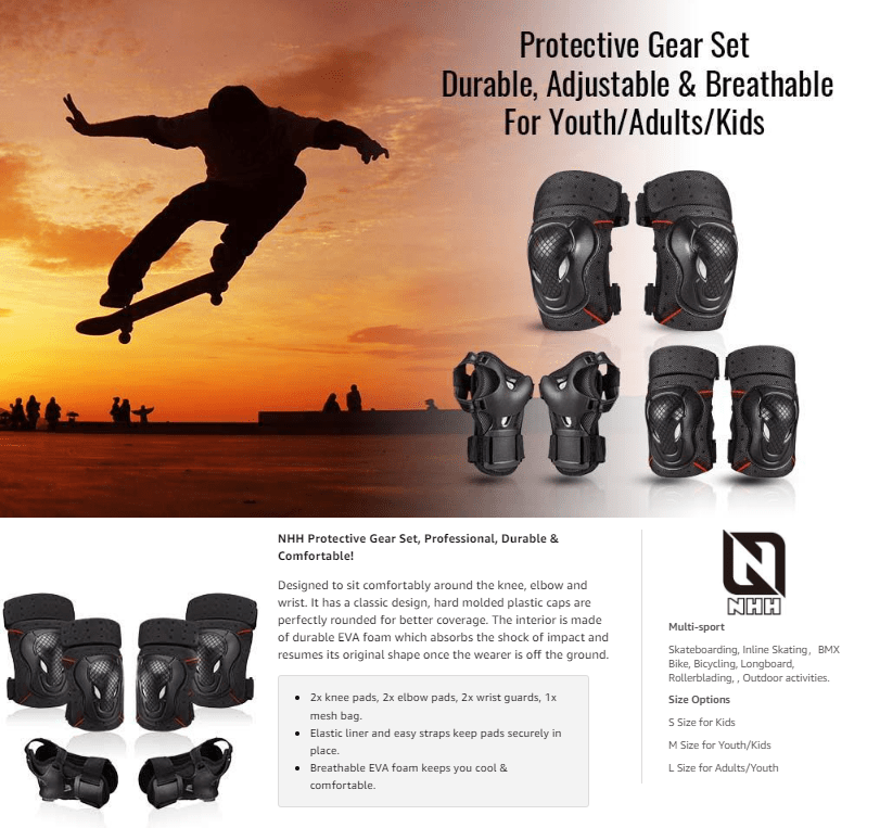 Nhh Ski Skateboard Knee Pads Set 6 in 1 Protective Gear Set - Temu