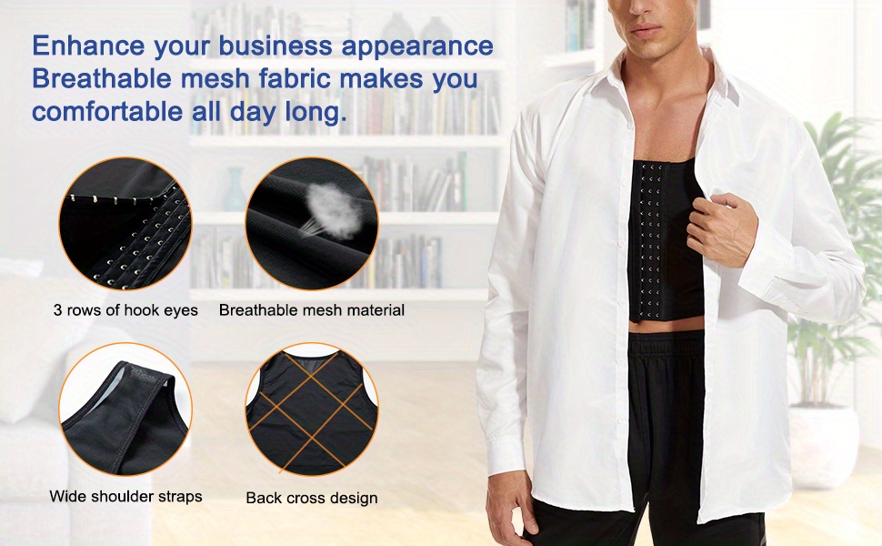 Mens Shapewear Gynecomastia Compression Shirts Chest Binder Vest Tank Top  W3G9 