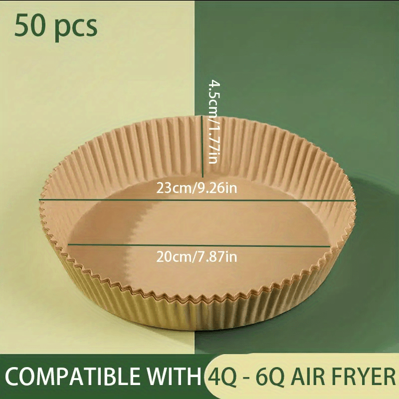 50pcs/100pcs Air Fryer Disposable Paper Liners 5-8 Inches, Non