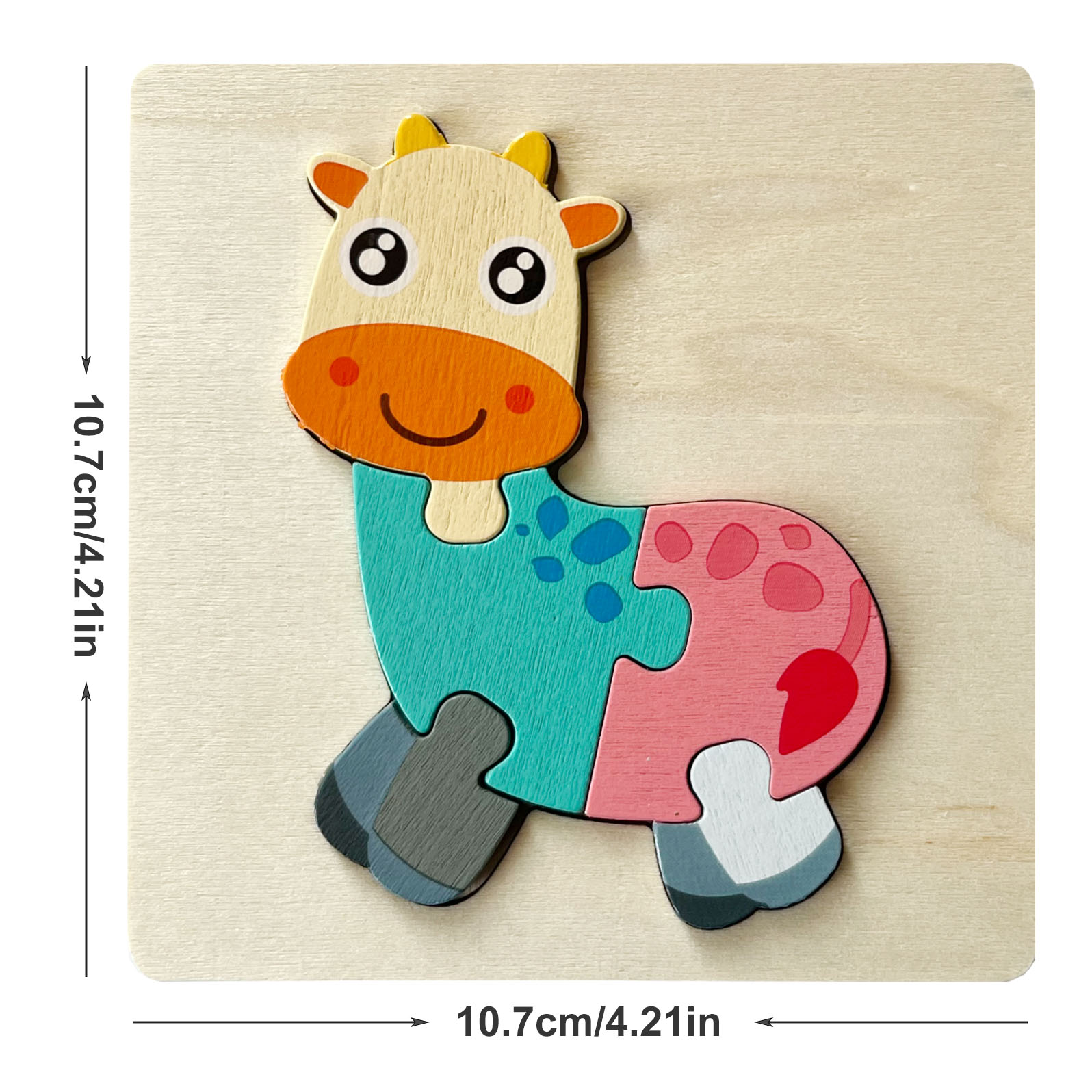 Quebra-cabeça de madeira para crianças, brinquedos educativos, jogos,  desenhos animados, animal, veículo, padrão, montessori, 11cm